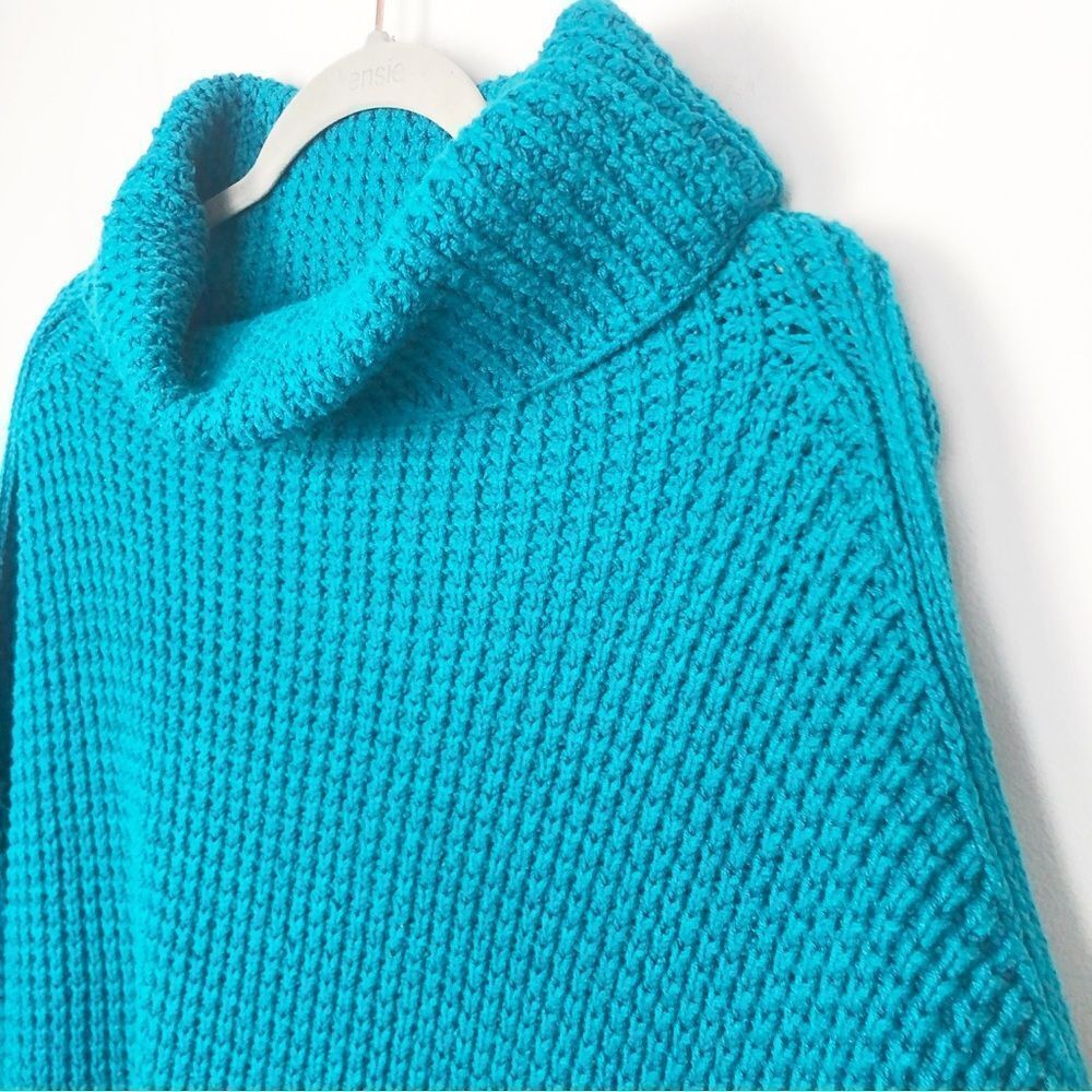 FREE PEOPLE | Park City Chunky Knit Teal Cowl Neck Sweater Women’s Size Medium - Picture 5 of 12